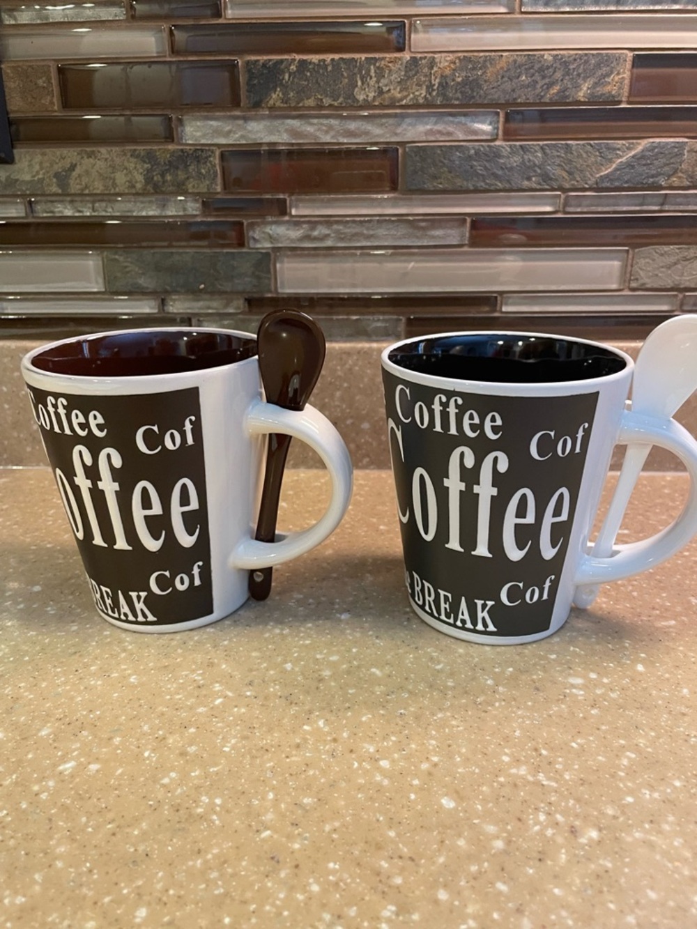Mr. Coffee, Coffee Break Ceramic Mugs with Spoons